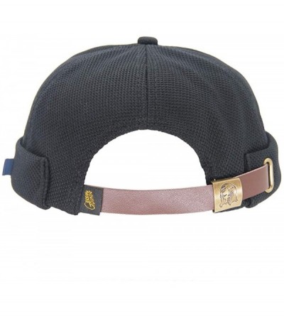 Skullies & Beanies Breathable Docker Beanie Hat Adjustable Leather Buckle Vintage Style Brimless Cuff Watch Cap - Black - CK1...