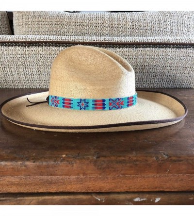 Cowboy Hats Hat Band Cowboy Western Beaded Hatband Turquoise Orange White Men Women Handmade - Turquoise and Red - CK18QR0NUC...
