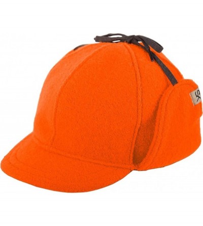 Baseball Caps Snowdrift Cap - Insulated Wool Winter Hat with Ear Flaps - Blaze Orange - CJ12KKCISVH $46.28