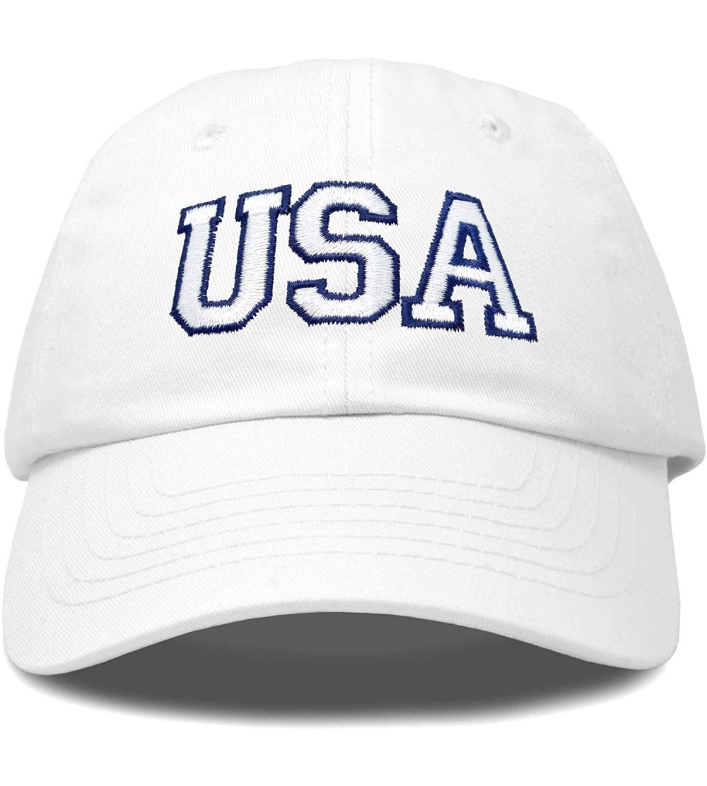 Baseball Caps USA Baseball Cap Flag Hat Team US America Navy Red White Blue Gray Khaki Black - White - C118D670AMS $11.95