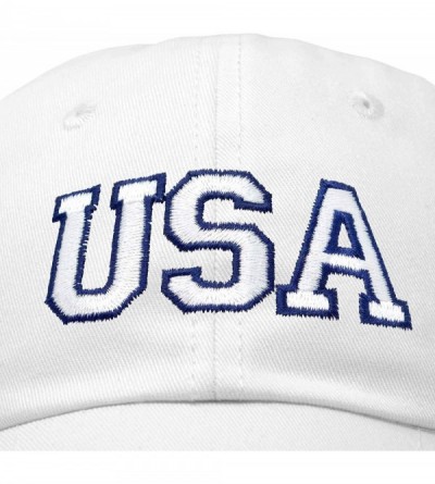 Baseball Caps USA Baseball Cap Flag Hat Team US America Navy Red White Blue Gray Khaki Black - White - C118D670AMS $11.95