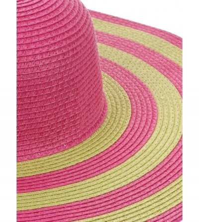 Sun Hats Women's Wide Wired Brim Stripe Straw Sun Hat - Shapeable - Fuchsia - C512HCVTLLF $15.67