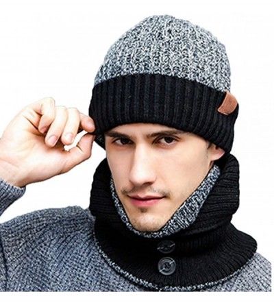 Skullies & Beanies 3-Pieces Winter Knit Hat Set Warm Beanie Hat + Scarf + Gloves Winter Set - Deep Gray - CP186SYLDZS $13.23