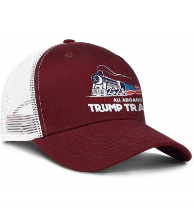 Baseball Caps Trump Train 2020 American Fl-ag Hat Men's Visors Cap Adjustable Baseball Cap - Burgundy - CR18UD6E0GM $19.64