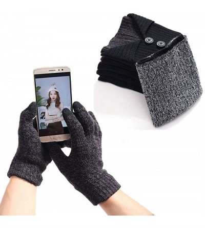 Skullies & Beanies 3-Pieces Winter Knit Hat Set Warm Beanie Hat + Scarf + Gloves Winter Set - Deep Gray - CP186SYLDZS $13.23