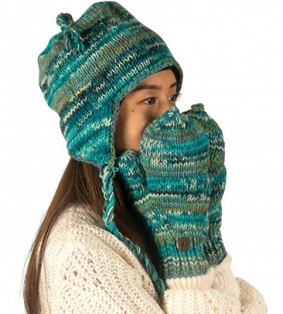 Skullies & Beanies Soft Warm Wool Hat Cap Winter Fleeced Inside Thick Ear Flaps Women Fashion - Blue Azure - CU19203OIXX $15.88