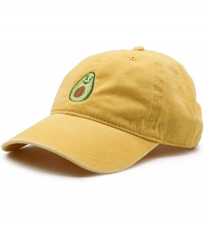 Baseball Caps Mens Embroidered Adjustable Dad Hat - Avocado Embroidered (Yellow) - CZ18QKN8I6D $29.23