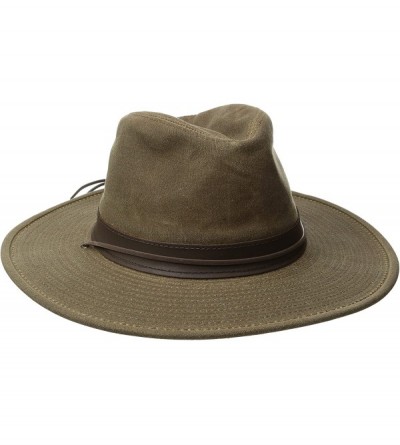 Cowboy Hats Walker- Distressed Waxed Cotton with Leather Band - Khaki - CQ112IMJFYH $79.22