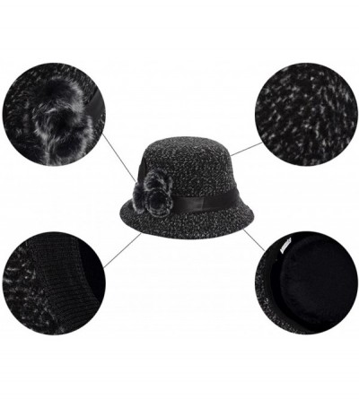 Bucket Hats Women's 1920s Winter Wool Cap Cloche Bucket Bowler Hat Crushable - Black-001 - CC187MI85EZ $16.99
