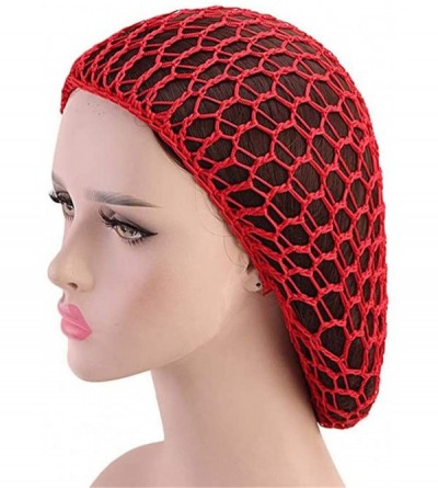 Skullies & Beanies Women Soft Rayon Snood Hat Hair Net Crocheted Hair Net Cap Mix Colors Dropshipping - Fw-12-red - CH18S5STH...