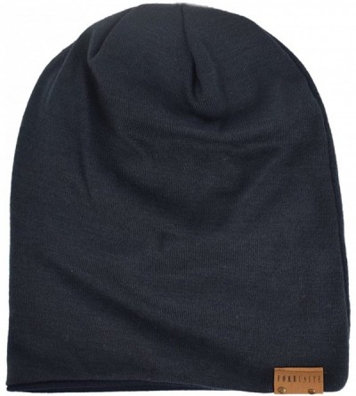 Skullies & Beanies FORBUSITE Knit Slouchy Beanie Hat Skull Cap for Mens Winter Summer - Navy Blue Flannel Twills - CB12LP9H8C...