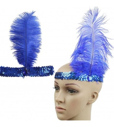 Headbands Women's Feather 1920s Headpiece Shining Sequins Party Headband - Yellow - C212KHECBA1 $9.08