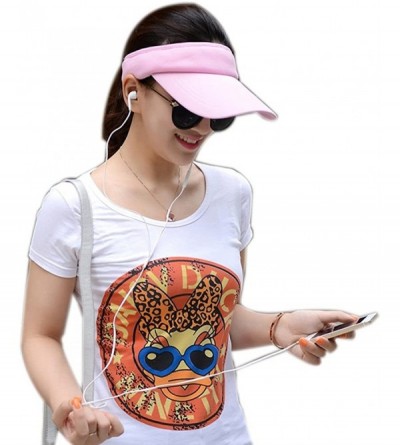 Sun Hats Women's Solid Sports Outdoor Adjustable Visor Blank Sun Hat - Black - CQ12CW94UYP $10.47