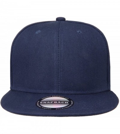 Baseball Caps Classic Snapback Hat Cap Hip Hop Style Flat Bill Blank Solid Color Adjustable Size - 2pcs Black & Navy - CP18GN...