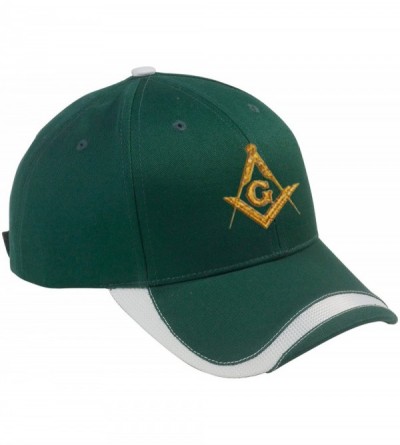 Baseball Caps Gold Square & Compass Embroidered Masonic Sport Wave Adjustable Hat - Green - CE11S4LCK39 $25.21