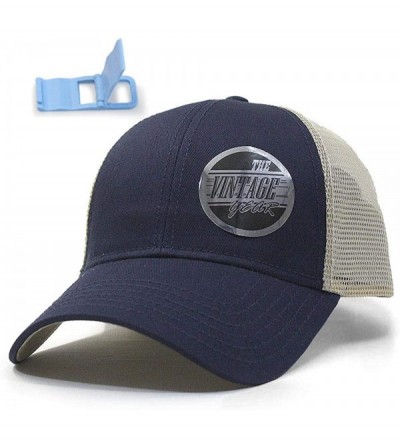 Baseball Caps Plain Cotton Twill Mesh Adjustable Snapback Low Profile Baseball Cap - Navy/Khaki - CJ124M4B96Z $9.80