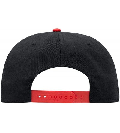 Baseball Caps SNAP Cotton Twill Round Flat Visor 6 Panel Pro Style Snapback Hat - Red/Blk/Blk - C412FN5VAC9 $12.65
