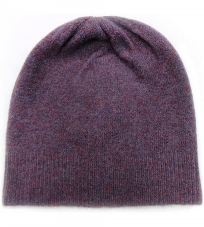 Skullies & Beanies Knitted Warm and Soft Premium Wool Mix Skull Cap Beanie Hat for Men and Women - Purple/Reddish Brown - CZ1...