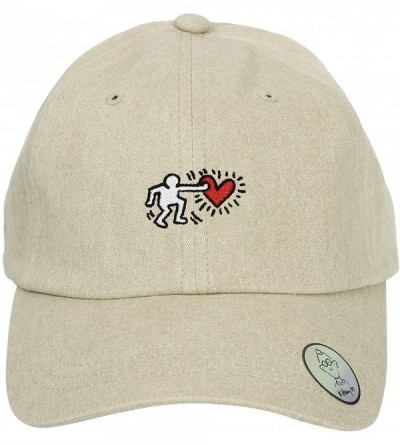 Baseball Caps Keith Haring Graffiti Art Baseball Cap Embroidery Hat CR11160 - Beige - C418QOEMXNW $19.20