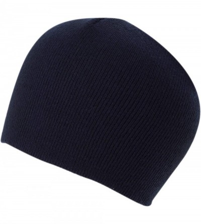 Skullies & Beanies 100% Soft Acrylic Solid Color Beanie Winter Hat - Skull Knit Cap - Made in USA - Navy - CM187IXIMK3 $31.79