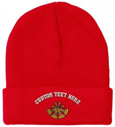 Skullies & Beanies Custom Beanie for Men & Women Deputy Chief Firefighter Embroidery Skull Cap Hat - Red - C718ZRAAO83 $18.57