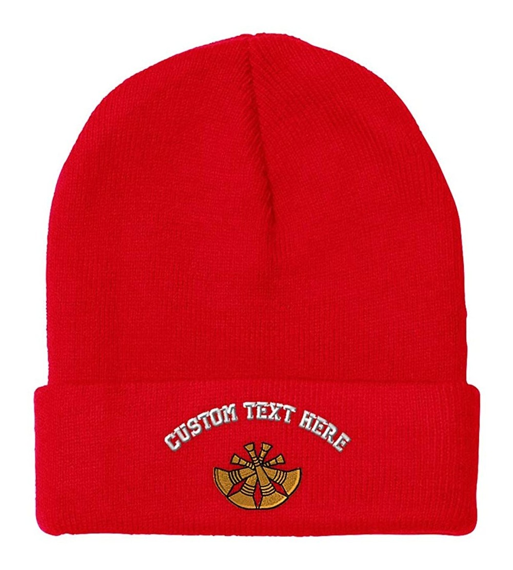 Skullies & Beanies Custom Beanie for Men & Women Deputy Chief Firefighter Embroidery Skull Cap Hat - Red - C718ZRAAO83 $18.57