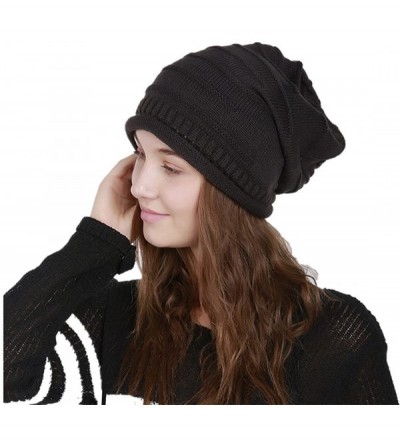 Skullies & Beanies Women Oversized Baggy Slouchy Winter Knit Beanie Hat Skull Caps - Dark Grey - CQ18992K6TX $31.05