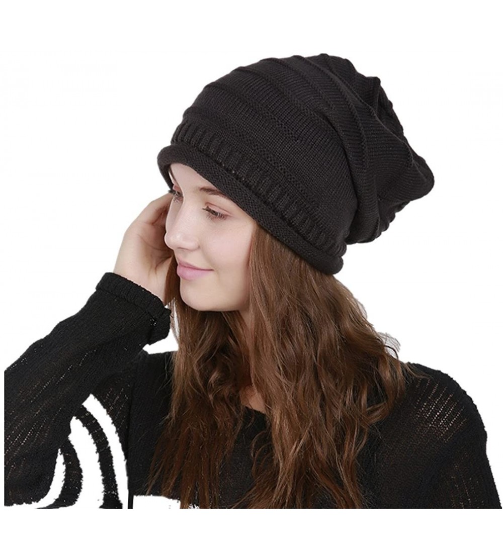 Skullies & Beanies Women Oversized Baggy Slouchy Winter Knit Beanie Hat Skull Caps - Dark Grey - CQ18992K6TX $15.14