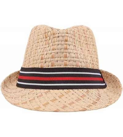 Fedoras Men/Women Summer Classic Short Brim Beach Sun Hat Straw Fedora Hat - 746_brown - CA11ZH4758L $15.29