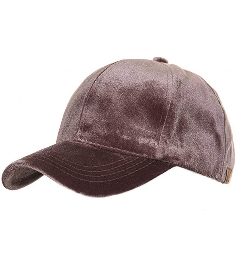 Baseball Caps Women's Soft Velvet Solid Color Baseball Cap Hat - Taupe - CT18ONRO3UG $15.99