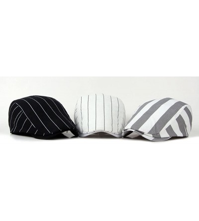 Newsboy Caps Men's Cotton Striped Gatsby Ivy Newsboy Cap Hat - Black - CT12G64LHB1 $9.09