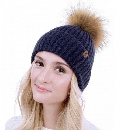 Skullies & Beanies Winter Beanie Hats Cute Pom Pom Hat Knit Hat Soft Warm Ski Caps for Women、Girl - D.blue - C018TI72D6D $18.55