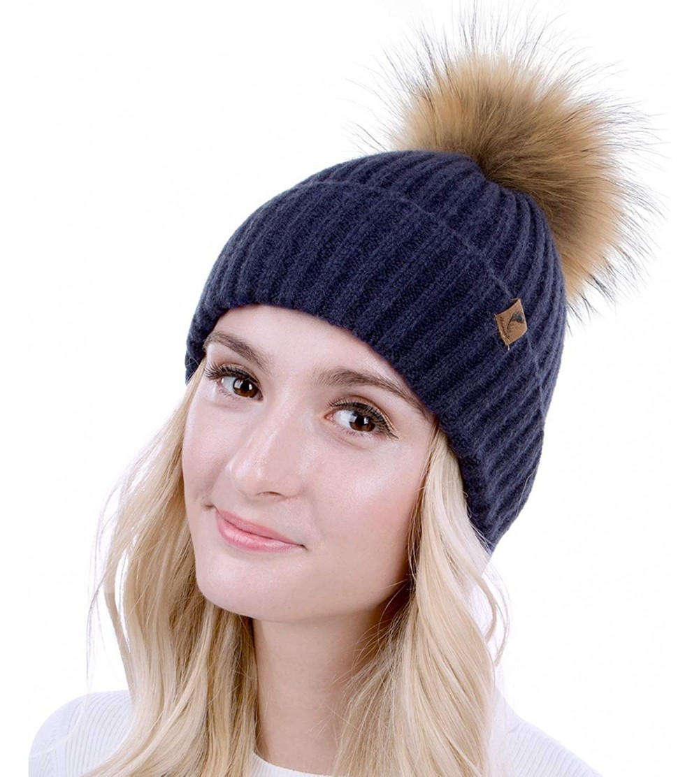 Skullies & Beanies Winter Beanie Hats Cute Pom Pom Hat Knit Hat Soft Warm Ski Caps for Women、Girl - D.blue - C018TI72D6D $8.82