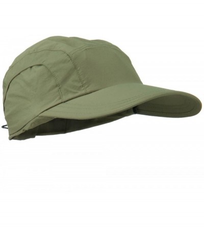 Sun Hats Mens UV 50+ Drawstring Flap Cap - Olive - CA11V2VVPAB $42.24