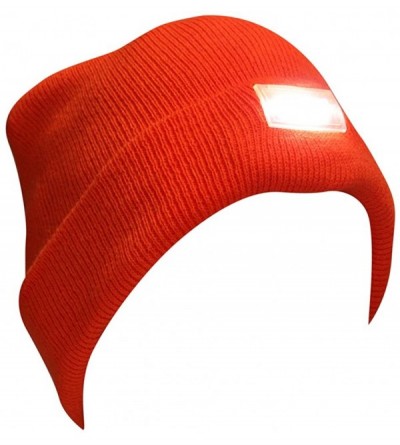Skullies & Beanies 5 LED Knit Flash Light Beanie Hat Cap for Night Fishing Camping Handyman Working - Orange - CU1889CORYH $1...