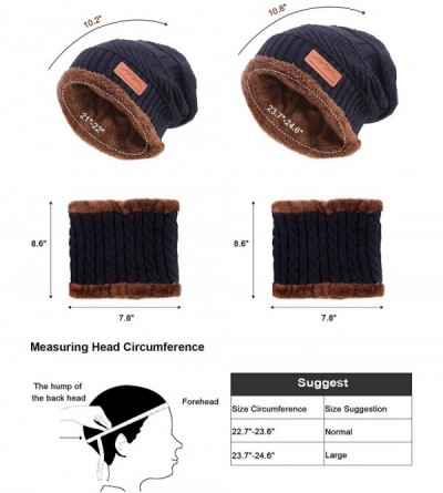 Skullies & Beanies Slouch Beanie Winter Hat Scarf Set for Women (Knit Hat- Neck Warmer) - Navy - CR18XYH3WZ2 $11.10