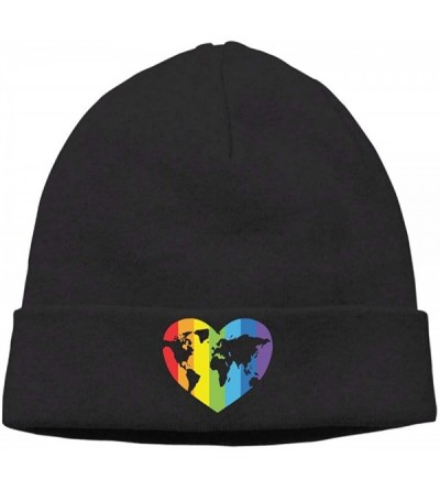 Skullies & Beanies Warm Knit Cap for Mens and Womens- Gay Pride Ski Cap - Black - C218K5R95IC $26.36