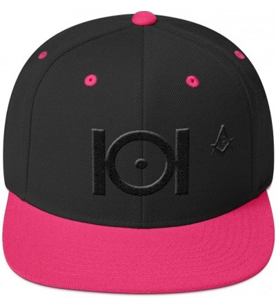 Baseball Caps Masonic Snapback Hat 3D Puff Embroidery Black Thread - Black/ Neon Pink - C818DCS3QZ2 $30.50
