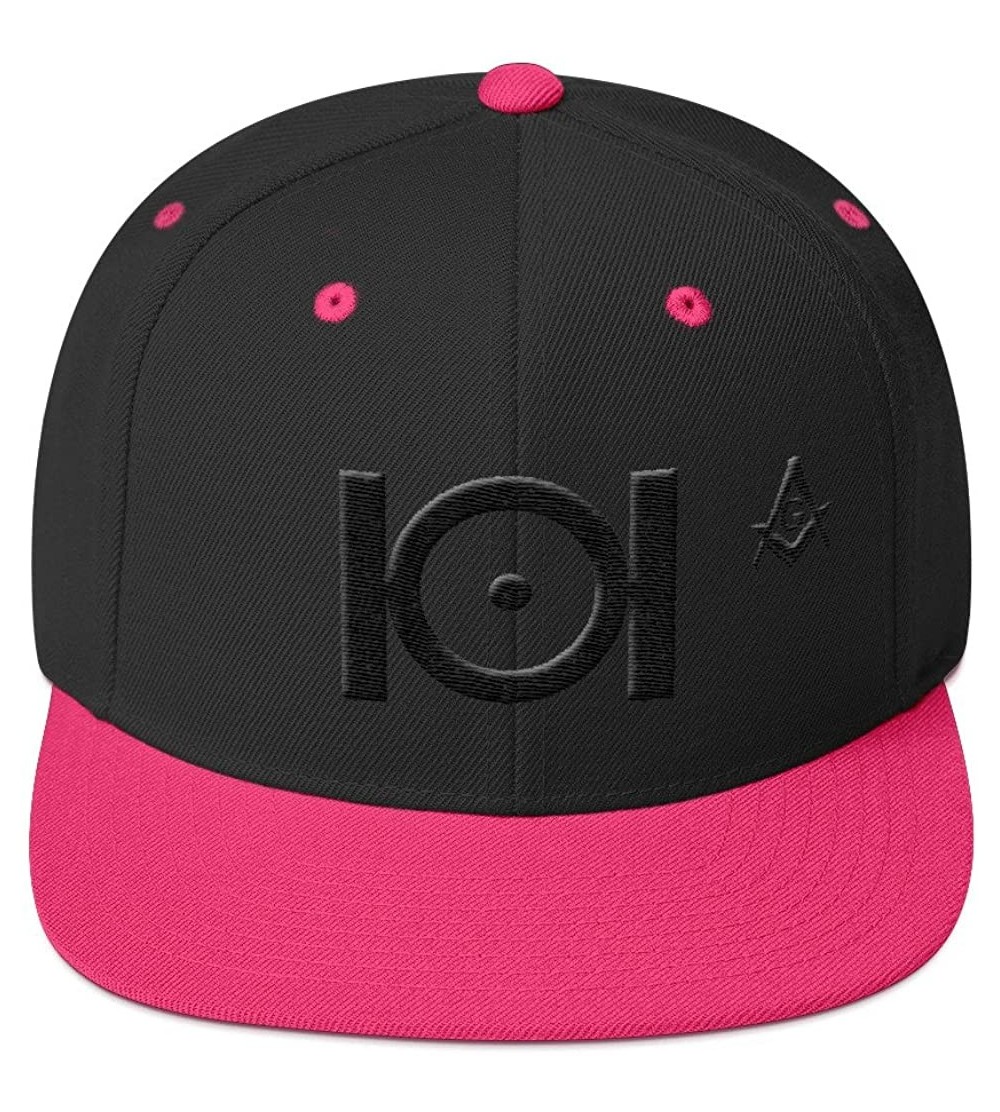 Baseball Caps Masonic Snapback Hat 3D Puff Embroidery Black Thread - Black/ Neon Pink - C818DCS3QZ2 $30.50