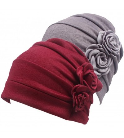Skullies & Beanies Women's Sleep Soft Headwear Chemotherapy Beanie Cap for Cancer Patients HairWrap - Red&gray - CS18DWLI4X3 ...