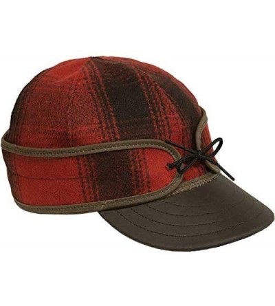 Baseball Caps Original Kromer Cap - Winter Wool Hat with Leather - Red/Black Plaid - CX18ZOSGICX $105.69