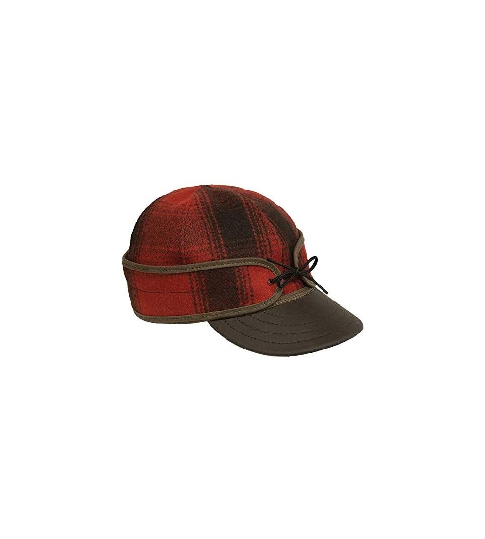 Baseball Caps Original Kromer Cap - Winter Wool Hat with Leather - Red/Black Plaid - CX18ZOSGICX $38.87