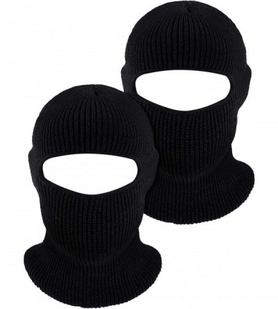 Balaclavas 2 Pieces Knitted Full Face Cover Ski Mask Winter Balaclava Face Mask for Adult Supplies (Black) - CU18ZA6Y4KD $9.60