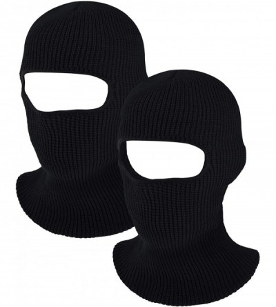 Balaclavas 2 Pieces Knitted Full Face Cover Ski Mask Winter Balaclava Face Mask for Adult Supplies (Black) - CU18ZA6Y4KD $9.60