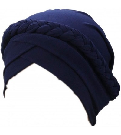 Skullies & Beanies Women's Twisted Braid Silky Turban Hats Cancer Chemo Skull Beanies Headwear Head Wrap Hair Loss Cover - Na...
