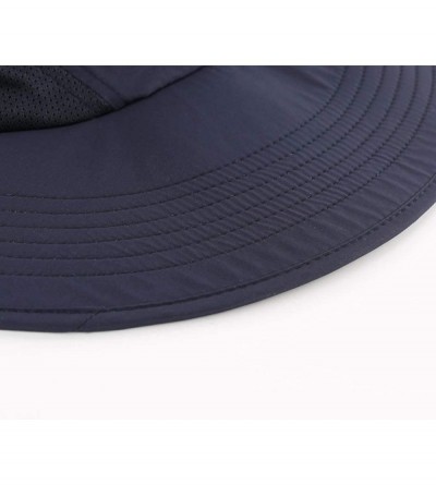 Sun Hats Outdoor UPF50+ Sun Hat Wide Brim Mesh Fishing Hat with Neck Flap - Navy Blue - CT18OSAYYZO $16.55