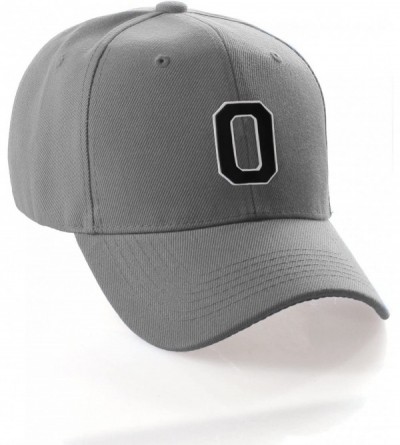 Baseball Caps Classic Baseball Hat Custom A to Z Initial Team Letter- Charcoal Cap White Black - Letter O - C918IDT4YQZ $14.22