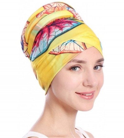Skullies & Beanies Newly Fashion Women Islamic Muslim Leaves Hijab Turban Hat Headwrap Scarf Cover Chemo Cap Gift - Yellow - ...