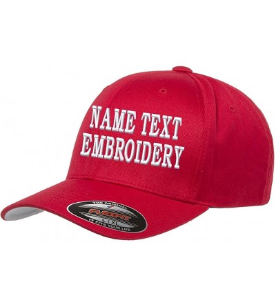 Baseball Caps Custom Embroidery Hat Flexfit 6277 Personalized Text Embroidered Fitted Size Cap - Red - CR180ULNLZR $48.62