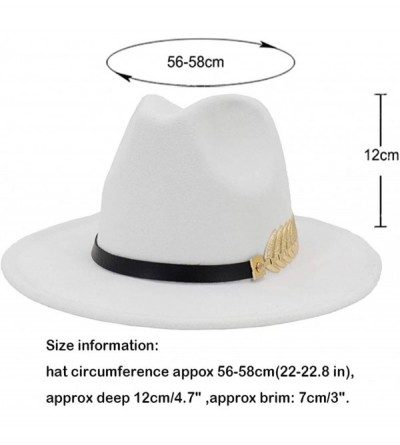 Fedoras Women's Wide Brim Fedora Panama Hat with Metal Belt Buckle - White - CY198MRZ4Y3 $14.61
